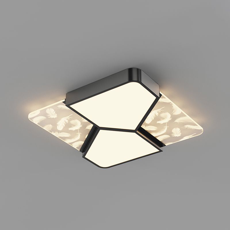 Lámpara de techo cuadrada de 4 luces, iluminación de techo de metal de estilo moderno para sala de estar