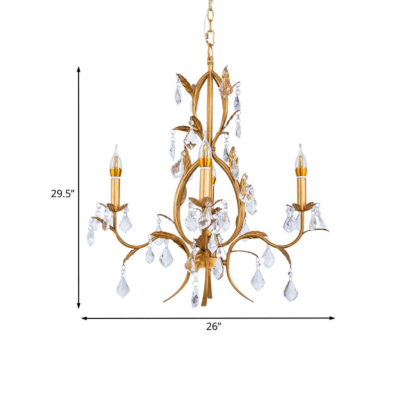 4 luci soffitto a sospensione Luce a candela contemporanea Crystal Drip Classic lampadario Apparecchiatura in oro in oro