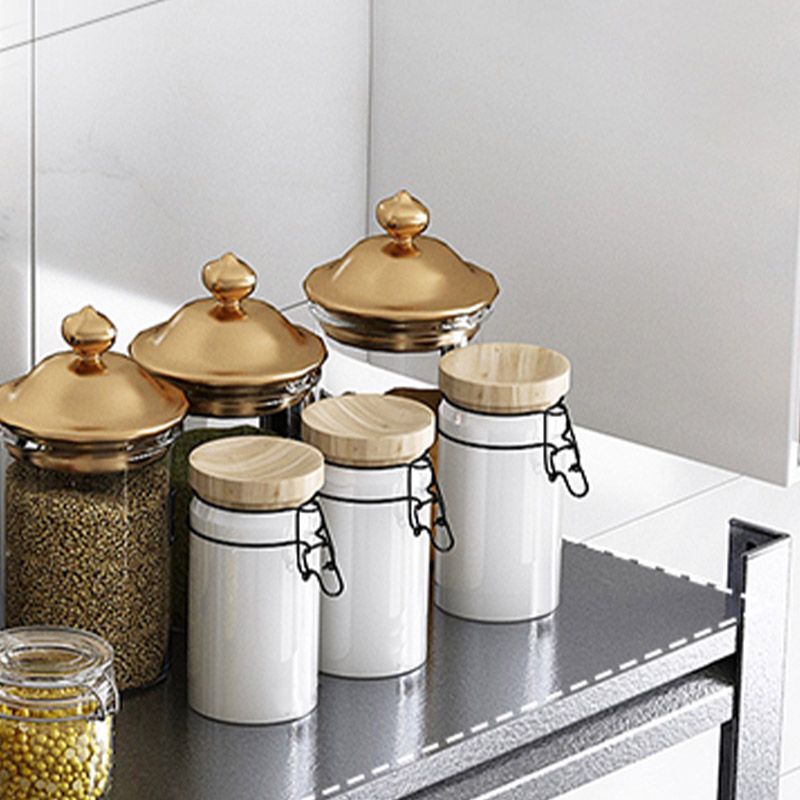 Rolling Open Shelves Kitchen Trolley Metal Prep Table in Black