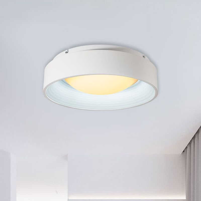 Modern Drum Flush Mount Lighting Acrylic LED Bedroom Close to Ceiling Lamp in White, 18"/23.5" Dia