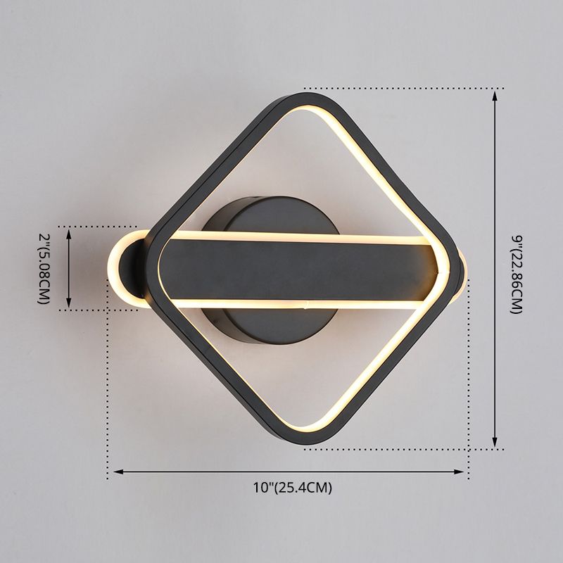 Square Aluminum Simplicity LED Wall Lamp 9.5" H Geometric Lines Acrylic Sconce Lighting Fixture for Bedroom