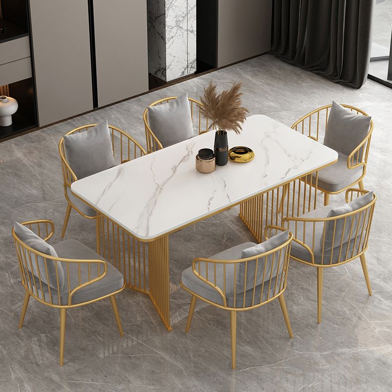 Glam Stone – Table de salle à manger à Double piédestal, rectangulaire, finition mate, pour cuisine