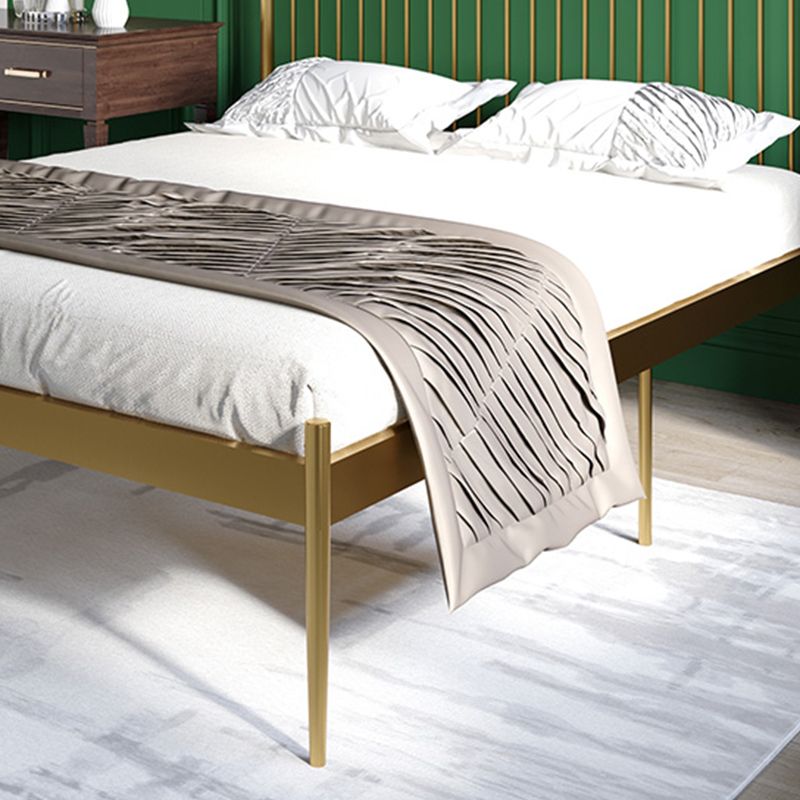Glam Open-Frame Bed with Rectangular Headboard, Metal Standard Bed