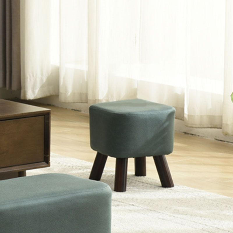 Modern Ottoman Cotton Upholstered Solid Color Square Ottoman with Legs