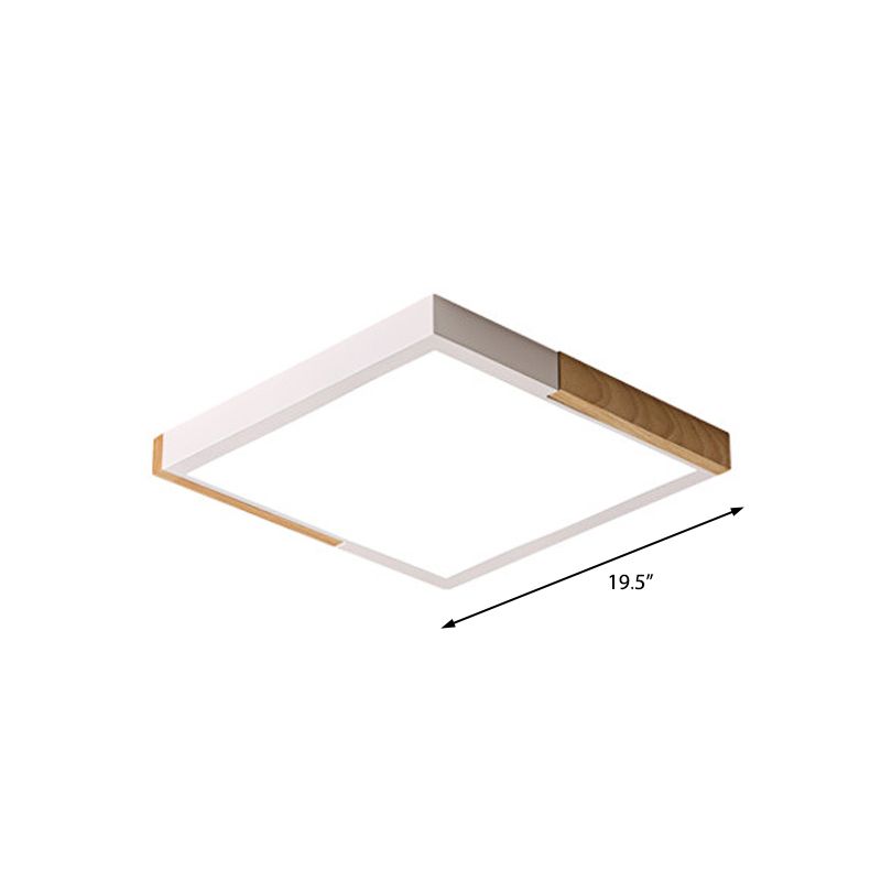 Gesplitst vierkant inbouwlicht Scandinavisch metaal Groen/wit/zwart-hout LED-plafondverlichting in wit/warm/3 kleuren licht, 16"/19,5" breed