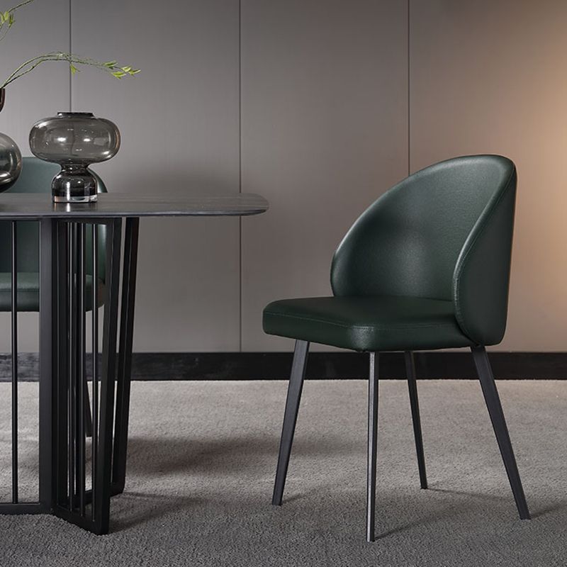 Silla de comedor de estilo moderno, silla auxiliar de cocina sin brazos con patas de metal