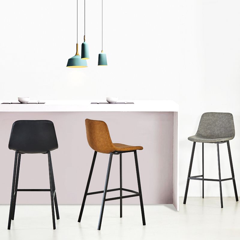 Industrial Bucket Counter Stool Leather Footrest Counter Bar Stool for Cafe