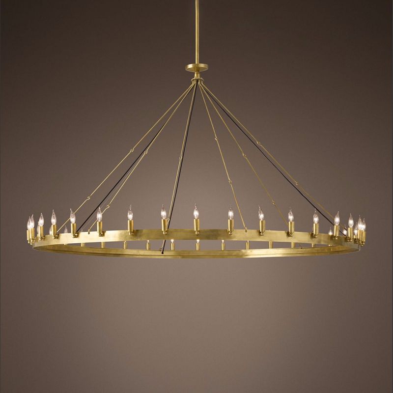 Metal Round Shape Chandelier Postmodern Candle Hanging Lamp for Restaurant