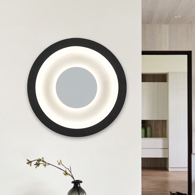 Lámpara de pared acrílica de LED de círculo blanco y negro para sala de estar para sala de estar para sala de estar
