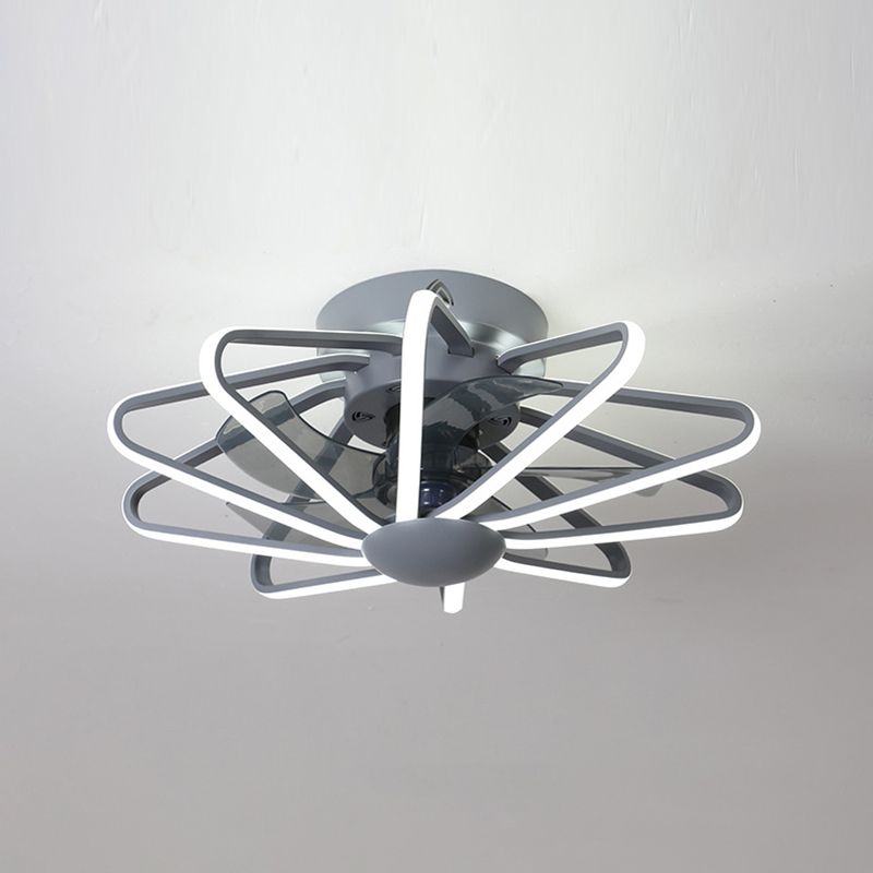 Metall Lineare Lüfterbeleuchtung minimalistische künstlerische Schlafzimmer LED Semi Flush Deckenleuchte