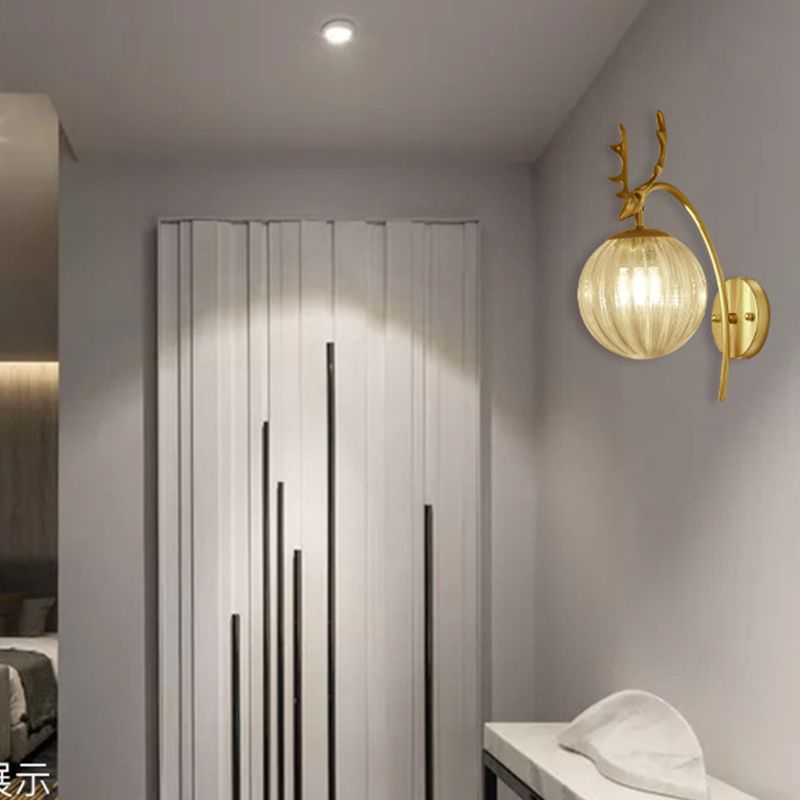 Stile moderno sferico sferico muro di applique in vetro 1 flione leggero per balcone delle scale