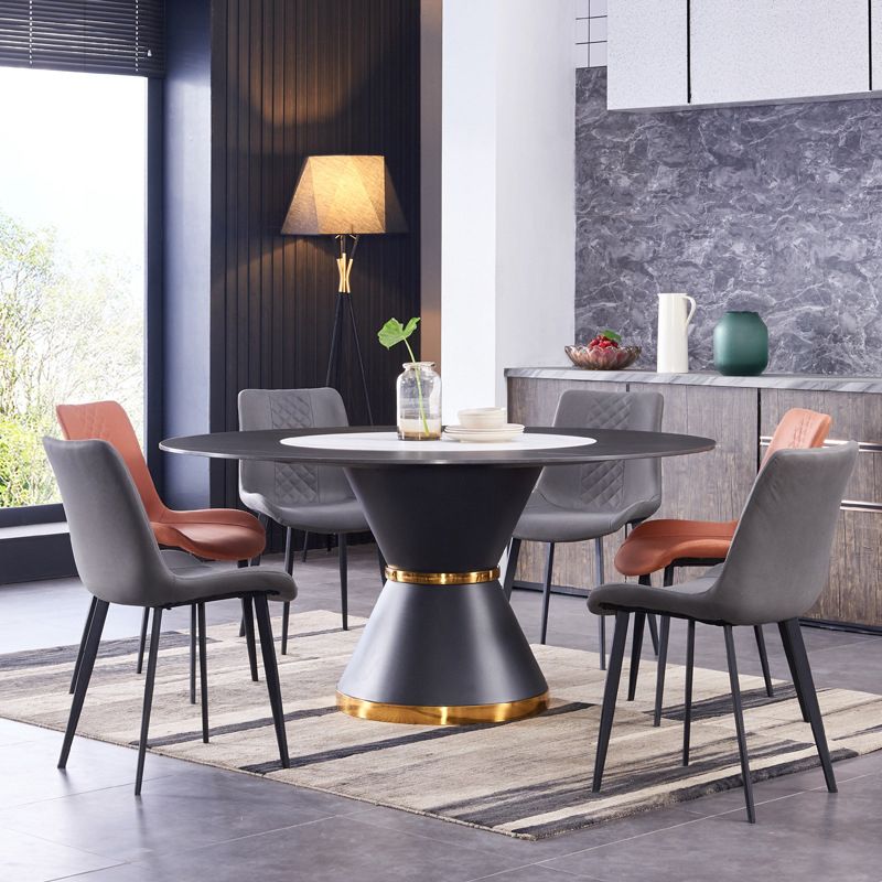 Contemporary Round Sintered Stone Table Set 1/7 Pieces Dining Set