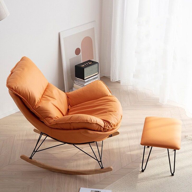 Contemporary Rocking Chair Cotton Upholstered Tufted Tear Resistant Baby Rocking Chair