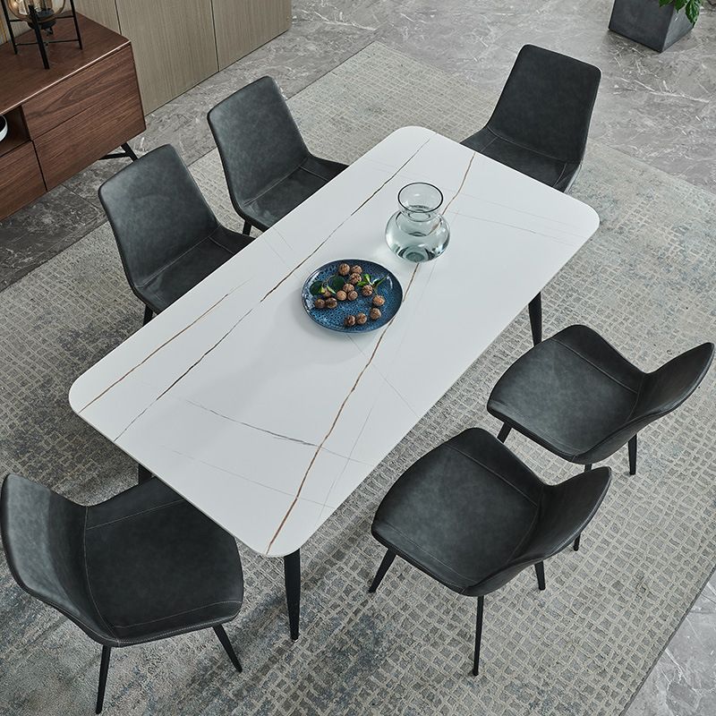 Rectangular Sintered Stone Dining Table Modern Furniture with 4 Legs in Matte Finish
