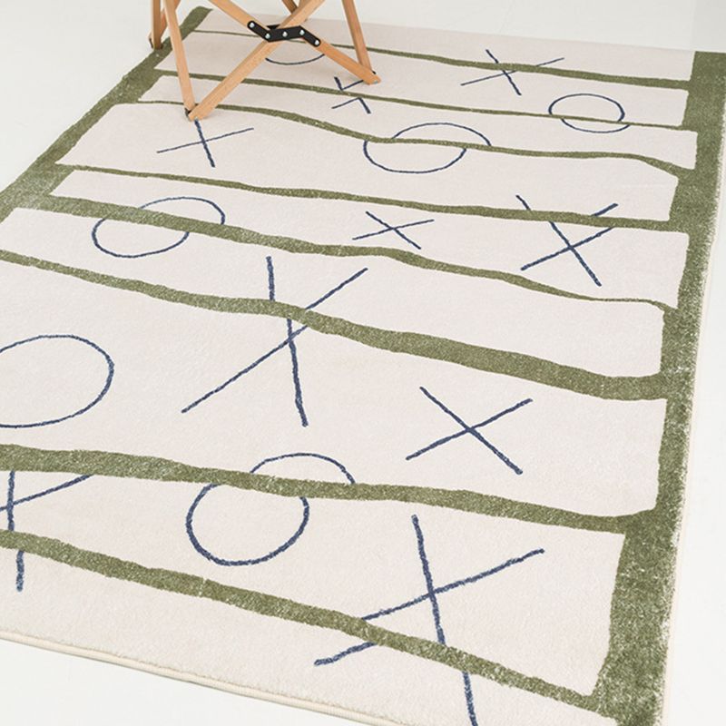 Green Modern Rug Polyester Abstract Pattern Rug Washable Rug for Living Room