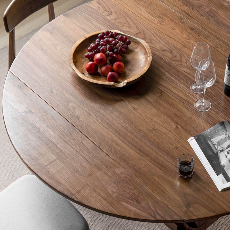 Modern Solid Wood Dining Table Set Drop Leaf with 4 Chairs for Home