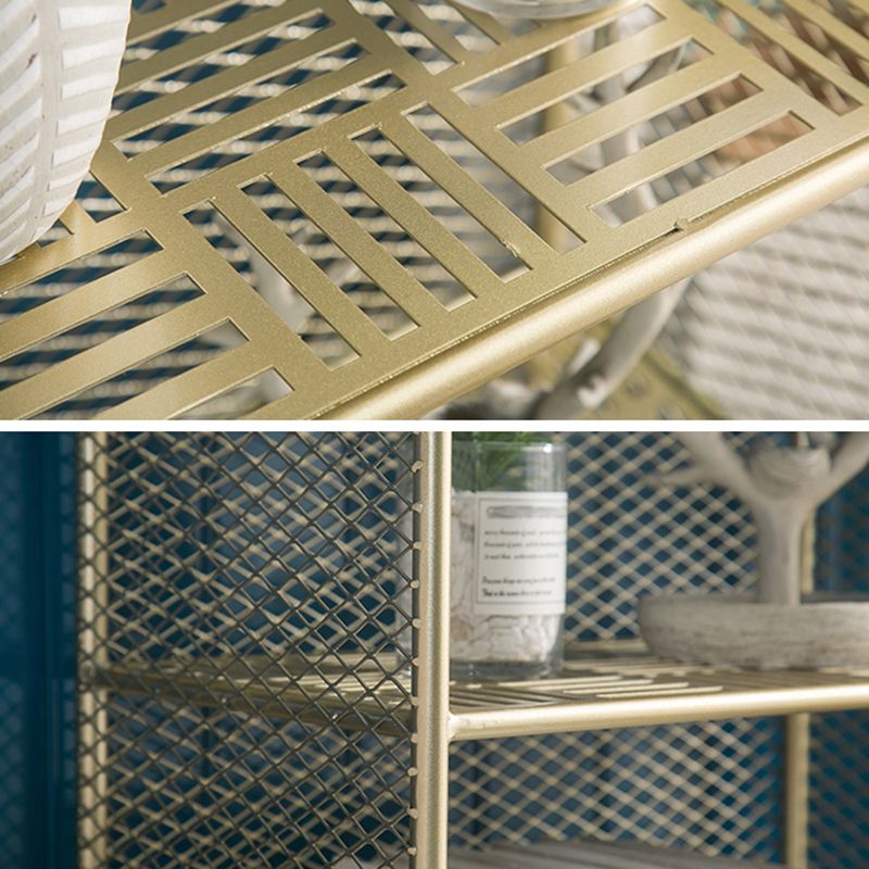 Gold Metal Bookshelf Closed Back Standard Bookcase with Shelves