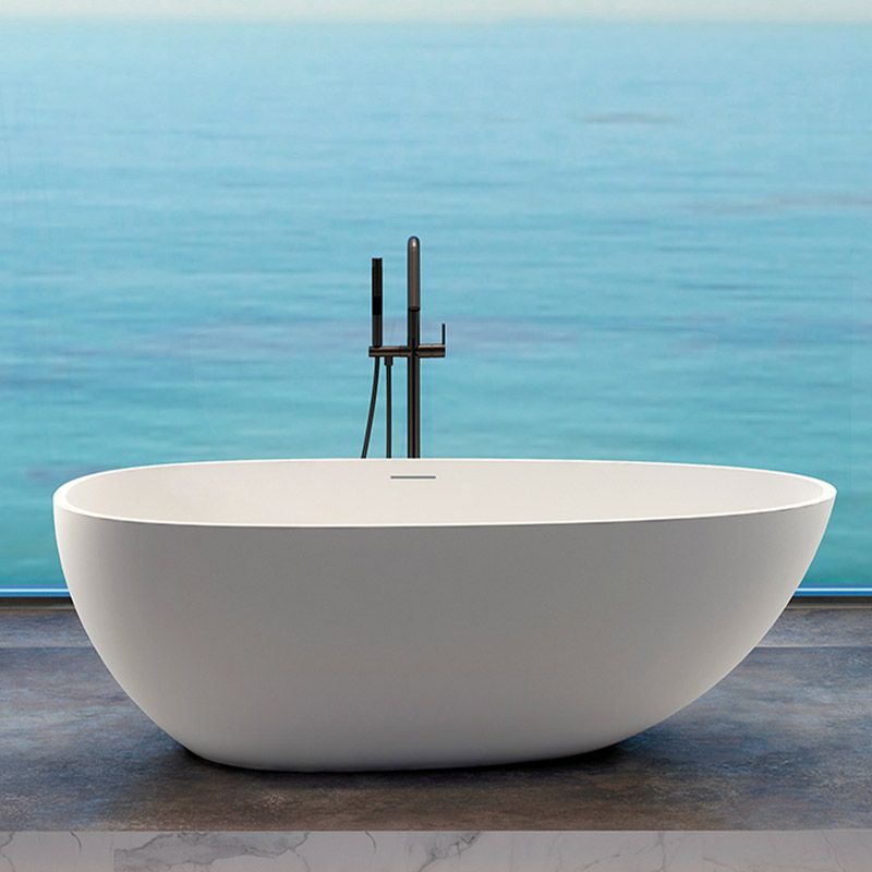 Modern Stone Bathtub Freestand Soaking Bathtub with Drain Bath Tub