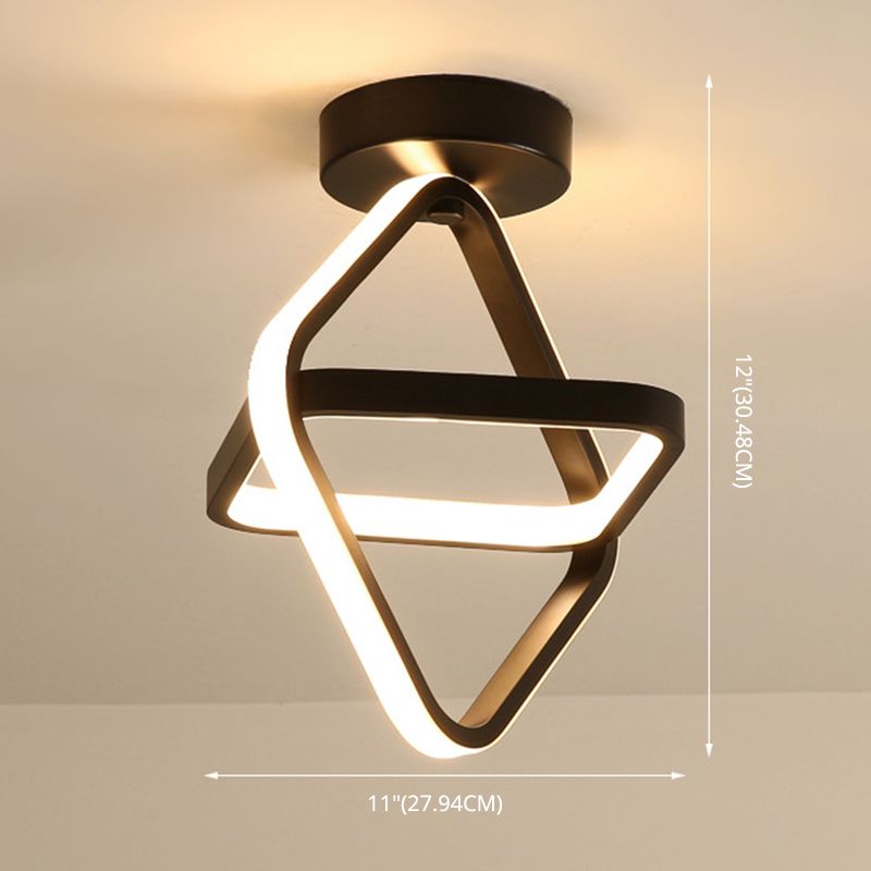 Geometrische semi -flush mount light moderne eenvoud aluminium plafond verlichtingsarmaturen voor slaapkamer