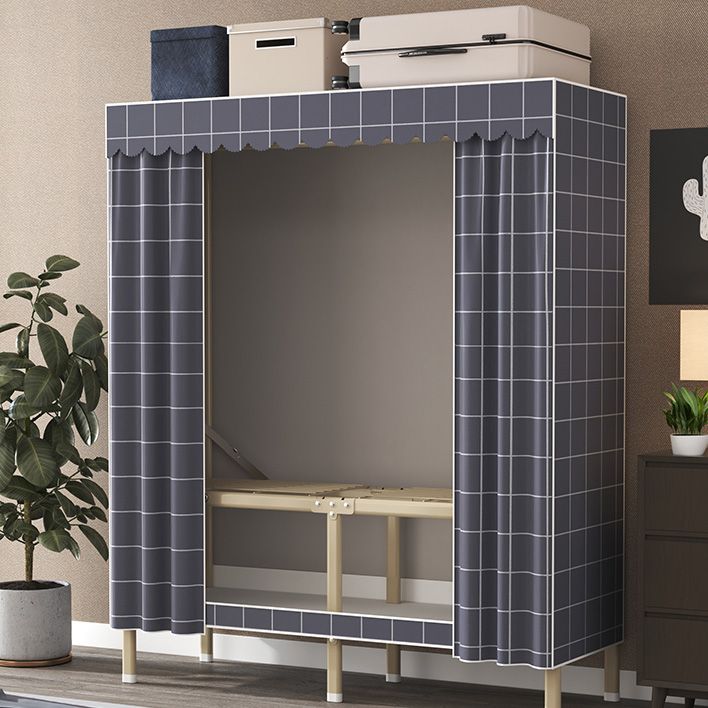 Contemporary Style Metal Wardrobe Cloth Rod Included Wardrobe Closet