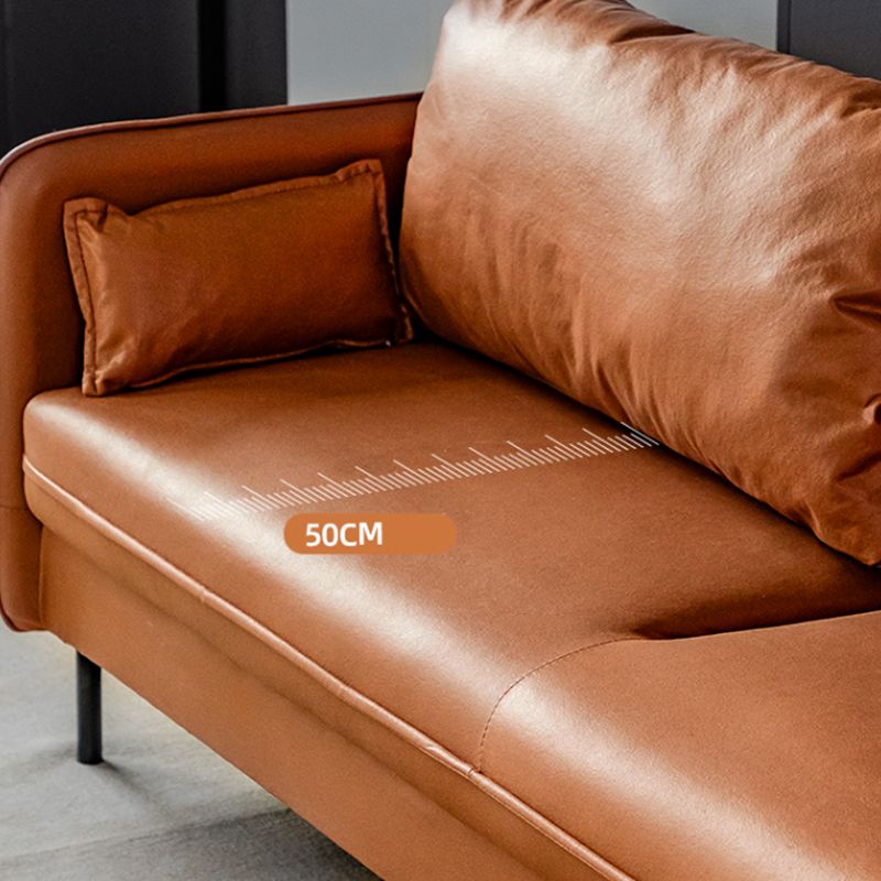 Square Arm Faux Leather Sofa Id Century Loose Back Single Cushion Sofa
