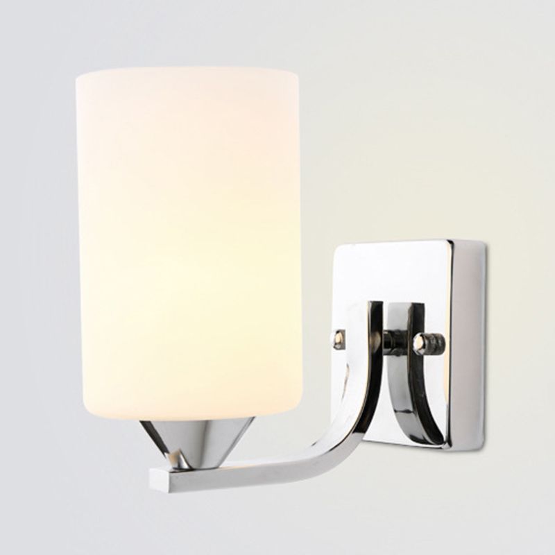 Minimalist Wall Lighting Fixture White Glass Living Room Wall Sconce