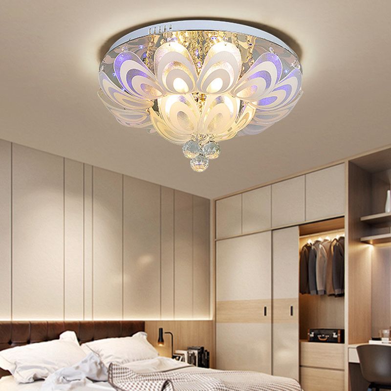 5/8/14-Light Modernism Golden Finish Flush Mount Lighting Round LED Ceiling Light