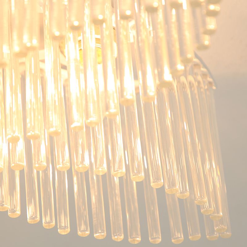 White Petal/Cylinder Flush Mount Light Fixture Modern 1/3/5 Lights Crystal Rod Ceiling Light