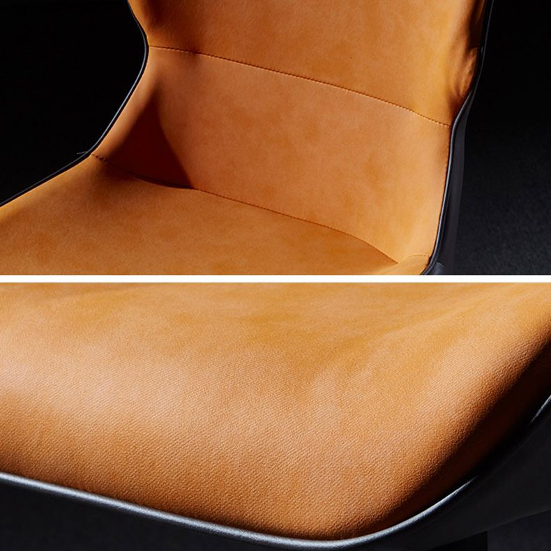 Modern Leather Dining Side Chair Indoor Wingback Chair with Black Legs