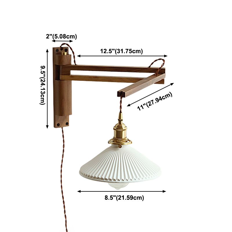 Iluminación de pared de doble brazo de madera estilo contemporáneo 1 lámpara de pared de luz