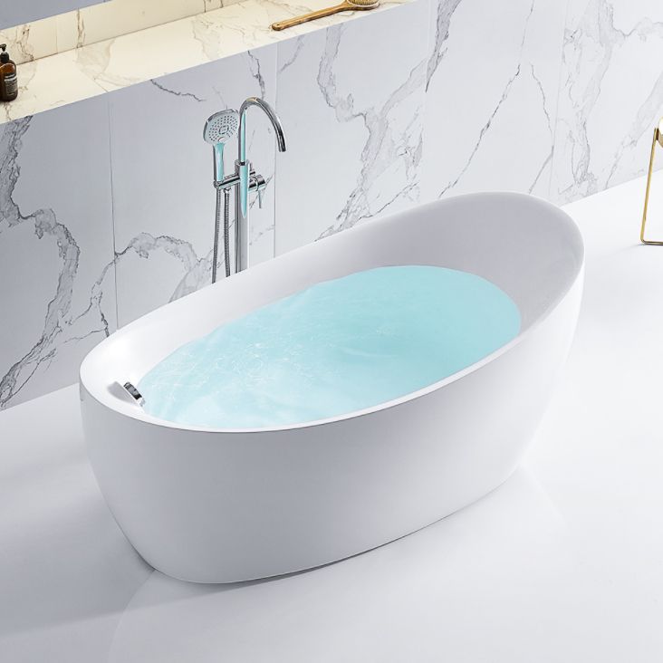 24.61-inch Tall Acrylic Bathtub Modern Freestanding Soaking Bathtub