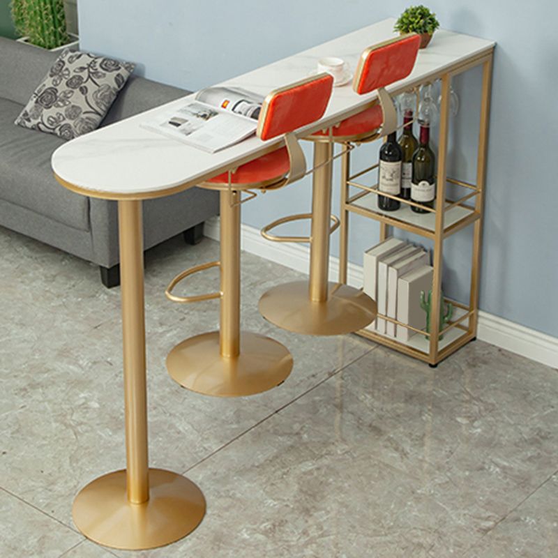 Modern Free Form Bar Dining Table Metal and Stone Bar Table for Living Room