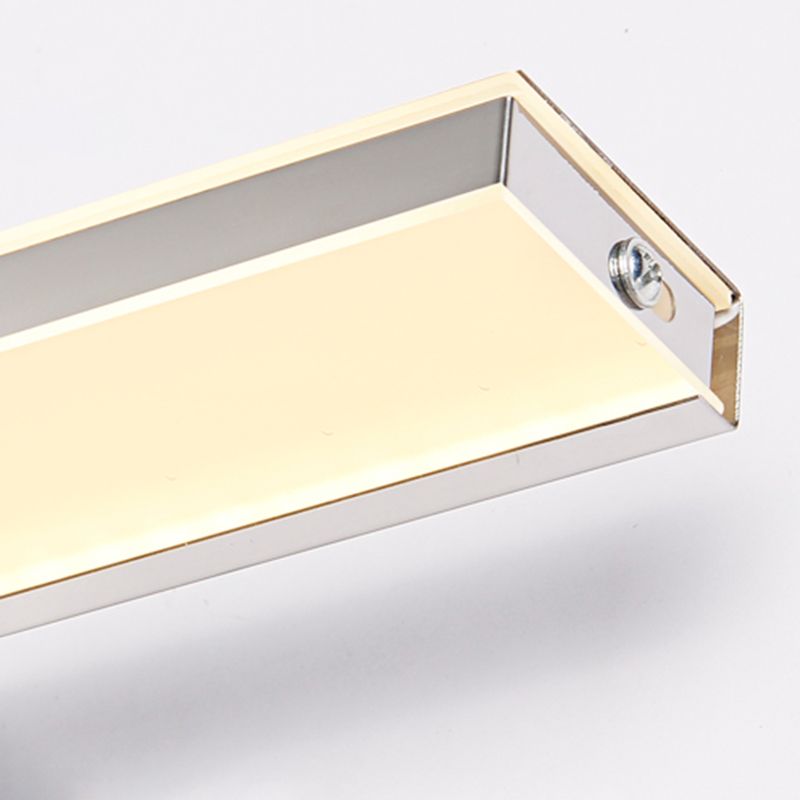 Metal 1-Light Linear Shade Wall Sconce Modern Style Mirror Wall Lighting in Silver