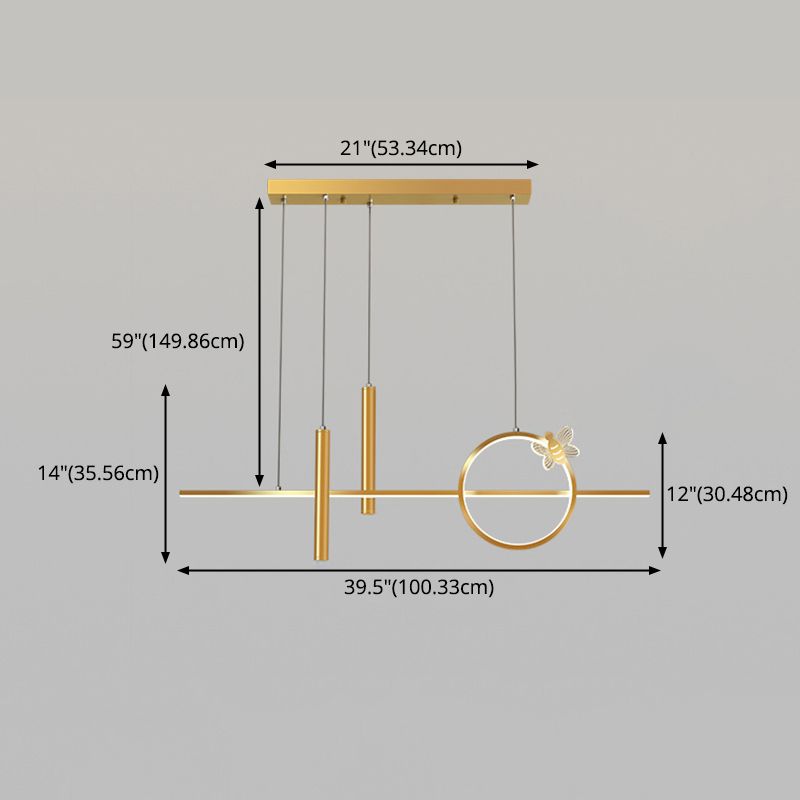 Luz de aluminio colgante colgante de LED creativa moderna Luz lineal de aluminio con sombra acrílica