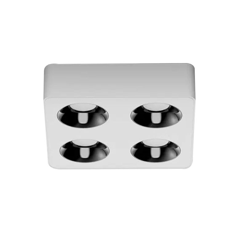 Modern LED Metal Flush Mount Square Shape Ceiling Light with Glass Shade for Living Room