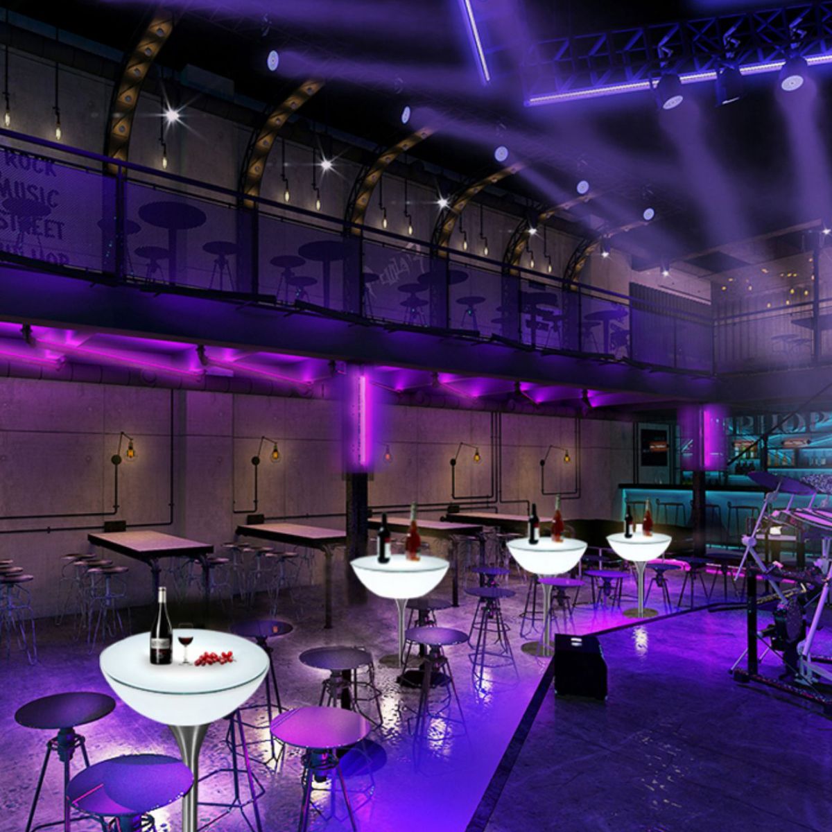 Modern White Plastic Counter Table with Round Table Top Silver Pedestal Table