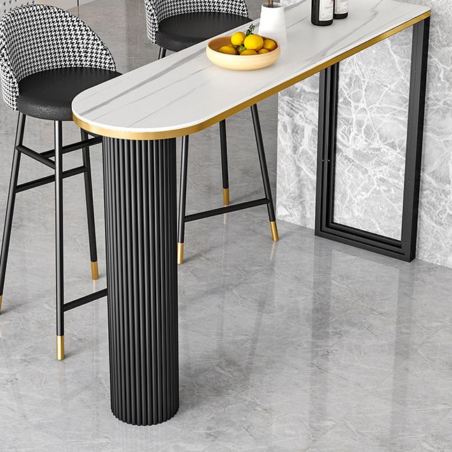 Industrial Bar Table Stone Top Pub Table with Iron Base for Dining Room