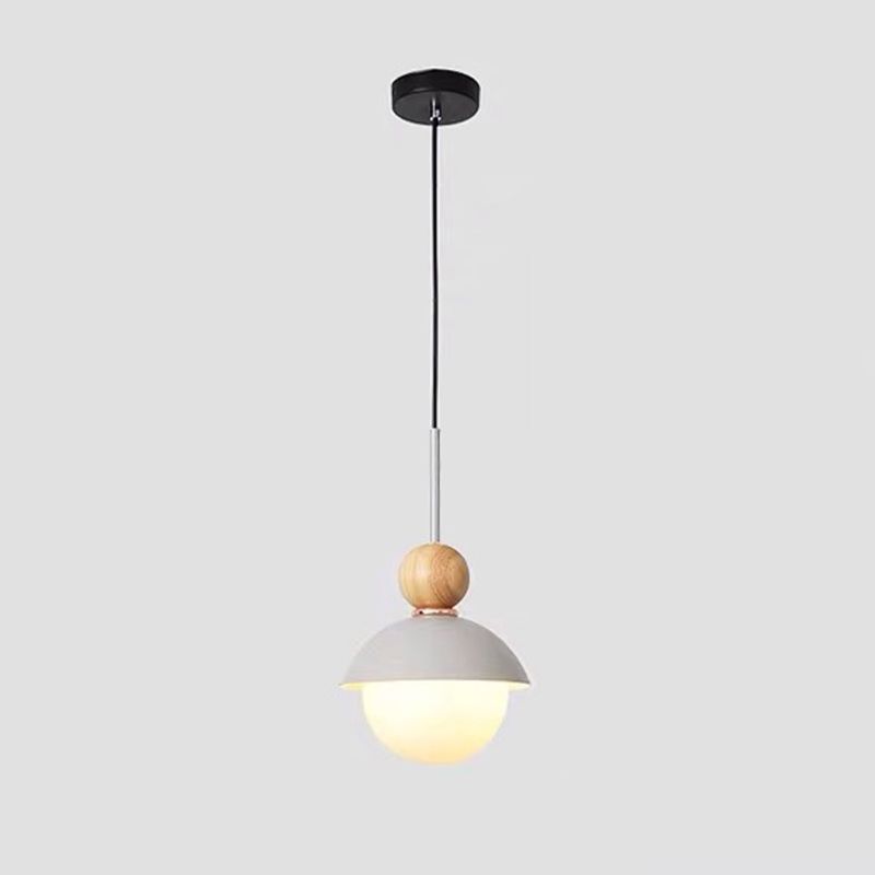 Bedside Globe Pendant Lamp Aluminum 1 Head Macaron Suspension Light