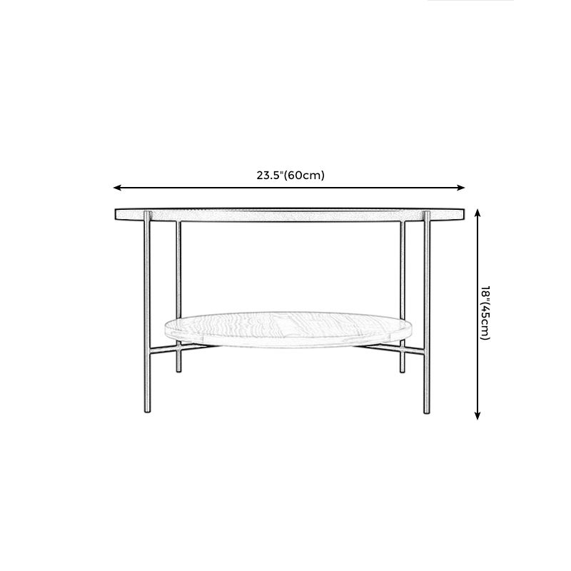 Round with Wood Accents Coffee Table Nordic Clear Glass Top Cocktail Table