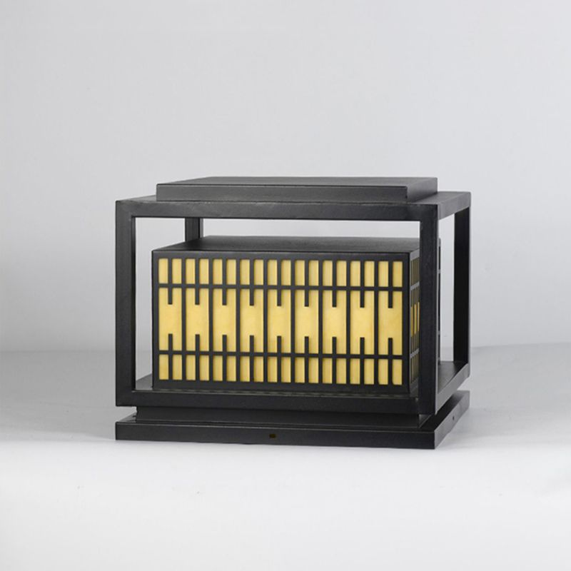 Square Shape Pillar Lamp Contemporary Outdoor Waterproof Light for Courtyard