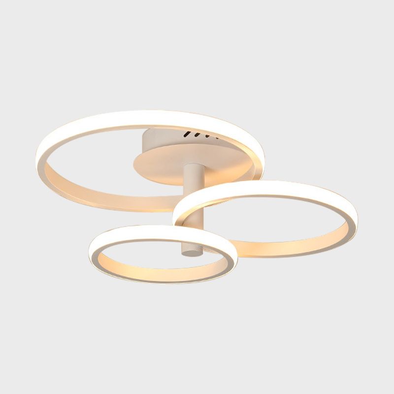 Luz de techo de montura de montura de anillo apilado nórdico marrón acrílico/blanco 23.5 "/19.5" Luz de techo de dormitorio LED de ancho de ancho en cálido/blanco