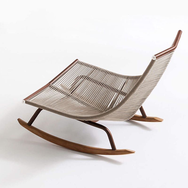 Traditional Rocking Chair Teak Frame Wing Chair Back Indoor Rocking Chair