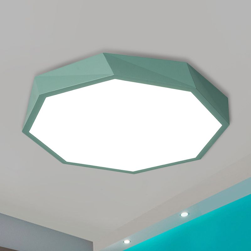Plafonnier octogonal luminaire encastré LED jaune / vert métallique moderne avec diffuseur acrylique, 16 "/ 19,5" / 23,5 "de large