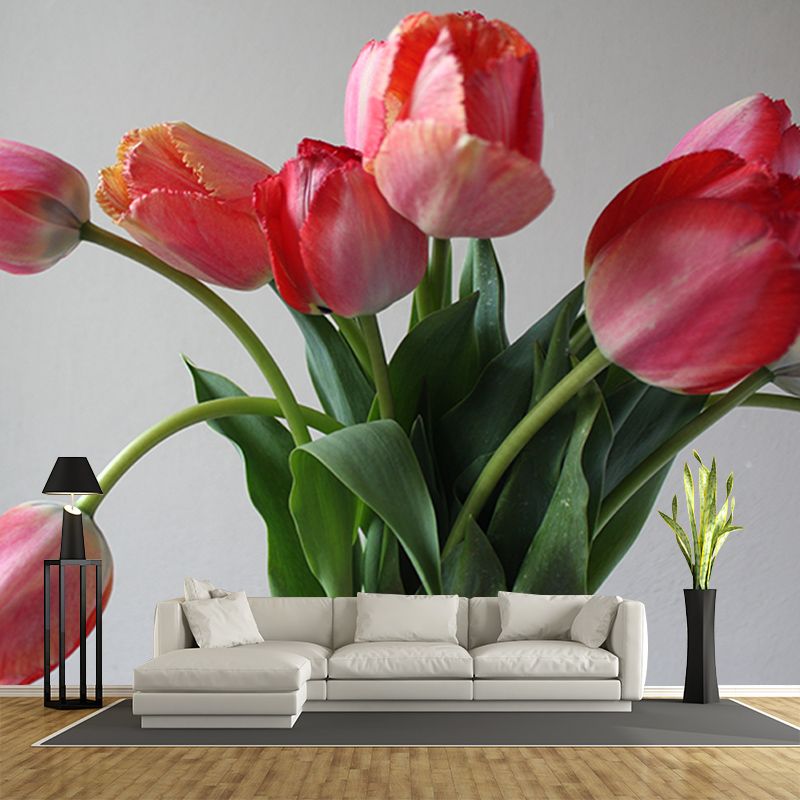 Beautiful Tulip Flower Mural Wallpaper Bedroom Wall Decor, Customized Size Available