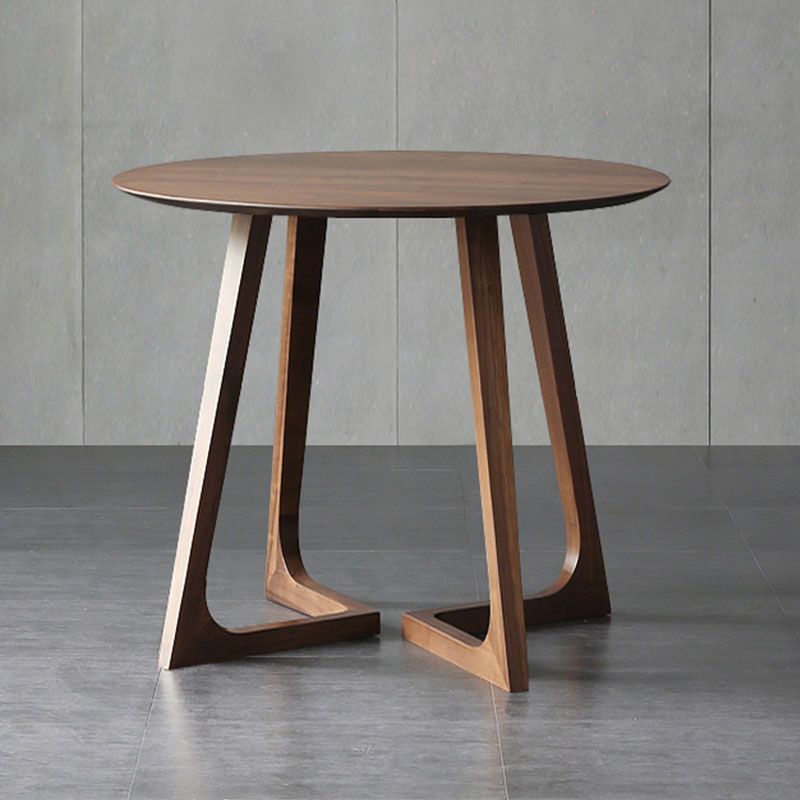 Simple Walnut Ash Dining Table Double Solid Wood Pedestal Home Table