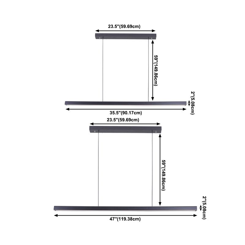 Minimalism Contemporary Style Island Chandelier Light Linear LED Island Light for Dining Room