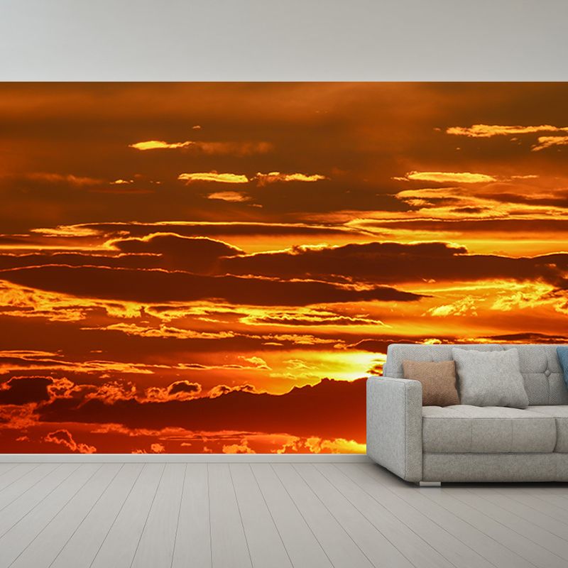 Orange Sunset Mural Modern Wall Covering Stain Resistant, Made to Measure