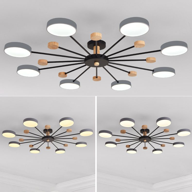 Multi Lights Metal Hanging Ceiling Light Cylindrical Modern Style Chandelier Lamp