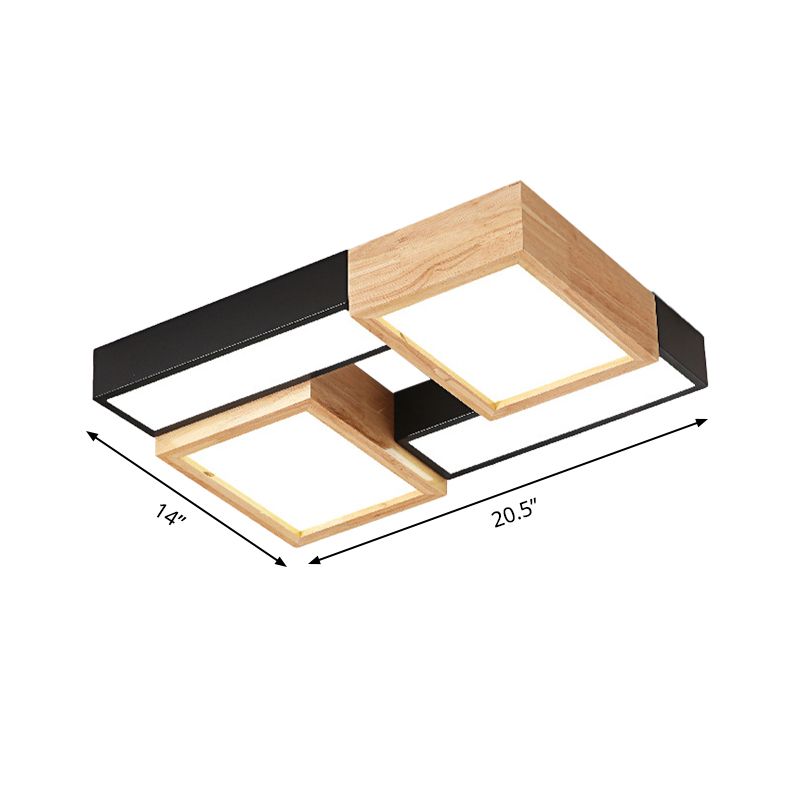 Luz cuadrada y rectangular para baño, montaje empotrado, acrílico, estilo moderno, 20,5 "/24,5" de ancho, LED, negro/blanco, accesorio de techo