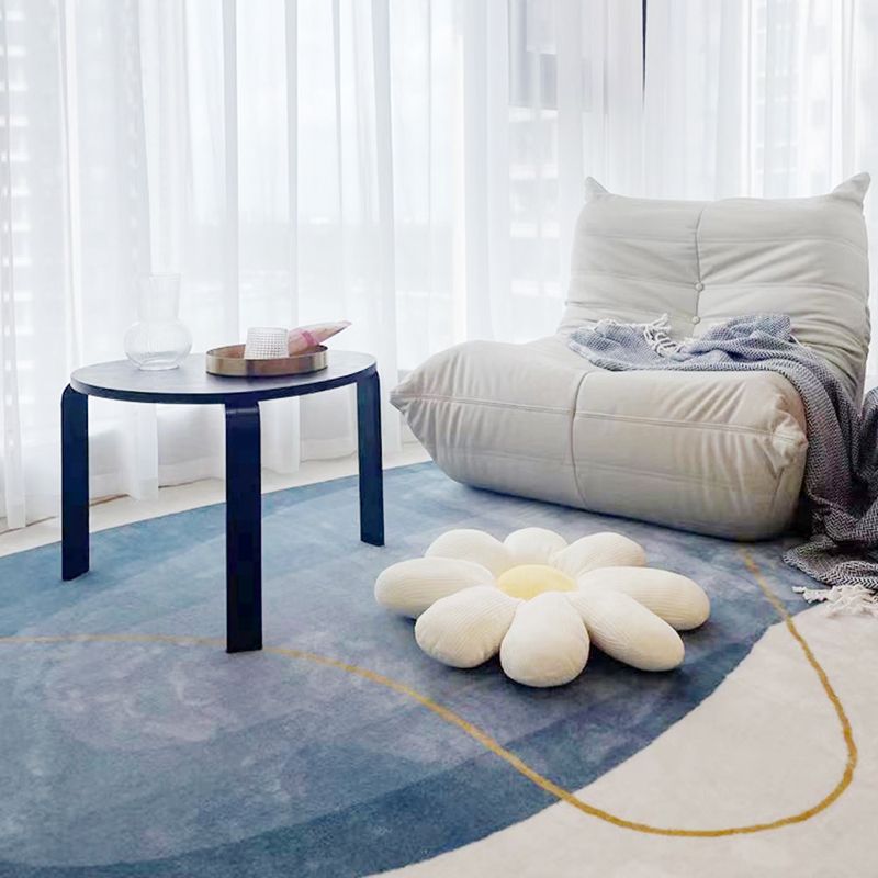 Blue Living Room Carpet Casual Abstract Indoor Carpet Polyester Anti-Split Rug